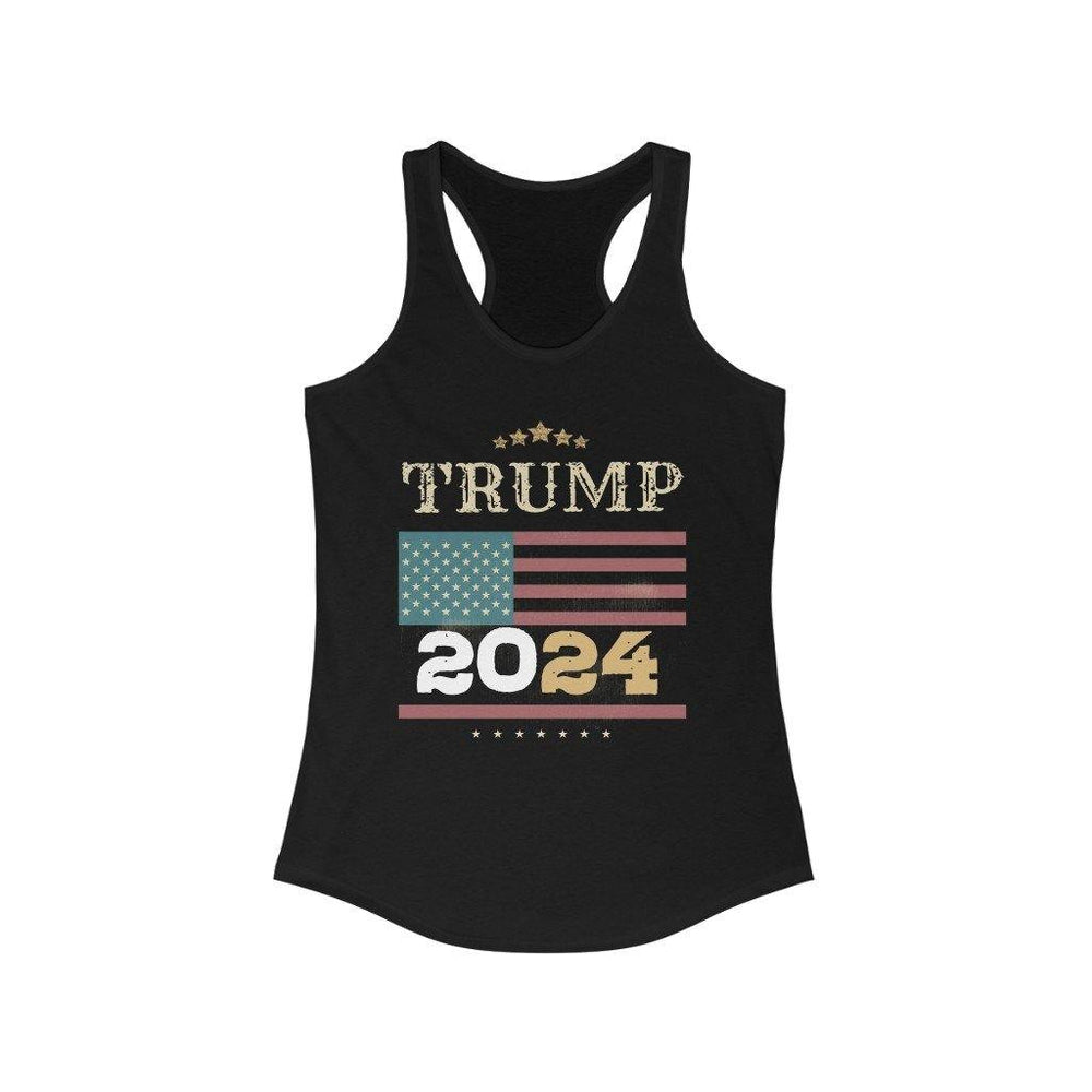 Trump 2024 Women's American Flag Racerback Tank - Trump Save America Store 2024