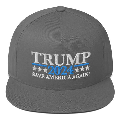 Trump 2024 Hat Save America Again Flat Bill Cap - Trump Save America Store 2024