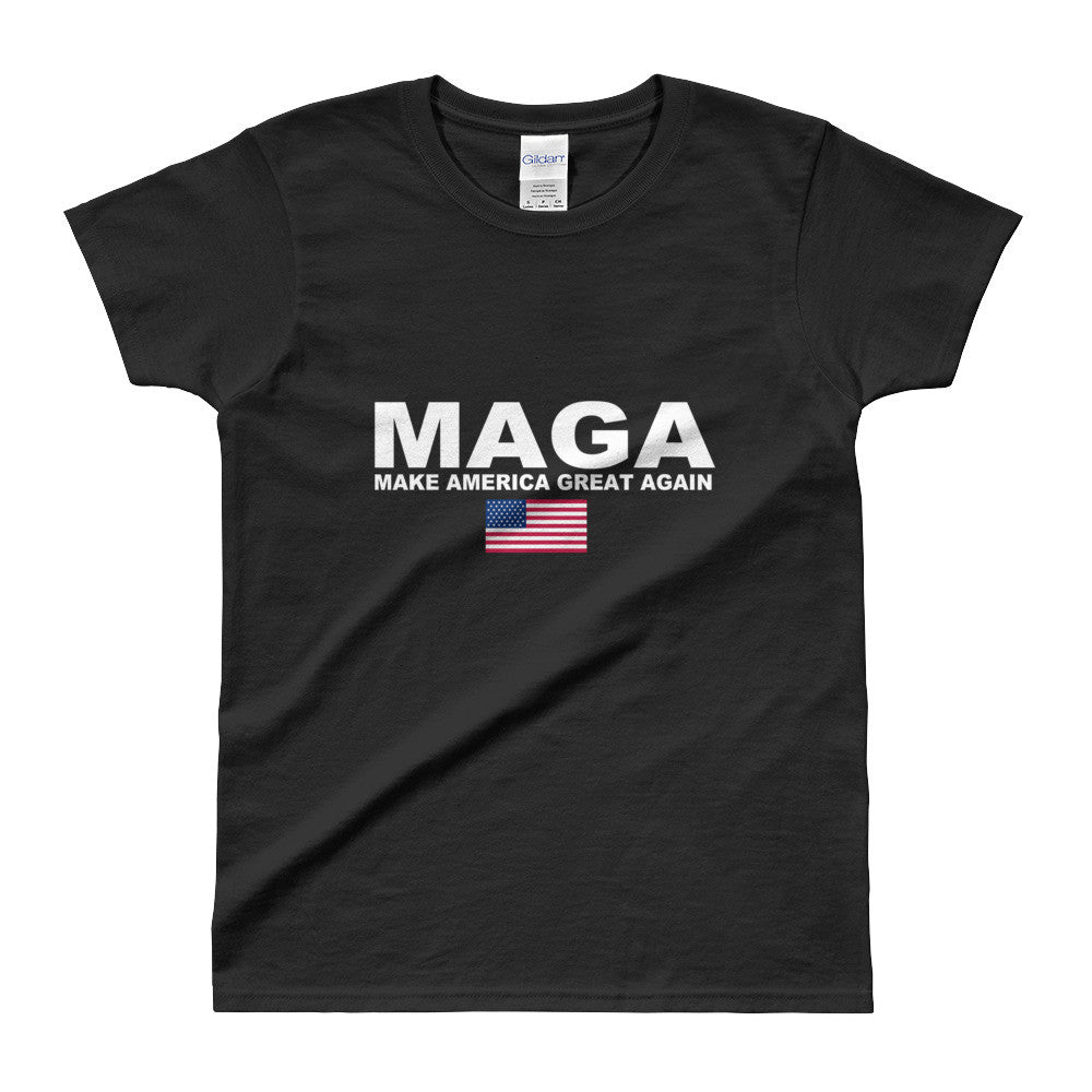 Women's Make America Great Again T-shirt Maga Black - Miss Deplorable