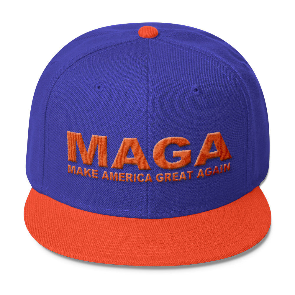 Make America Great Again Snapback Cap Purple | Orange 3D - Miss Deplorable