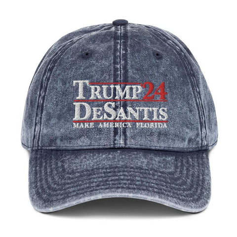 Trump DeSantis 2024 Hat Make America Florida Vintage Embroidered Cap - Trump Save America Store 2024
