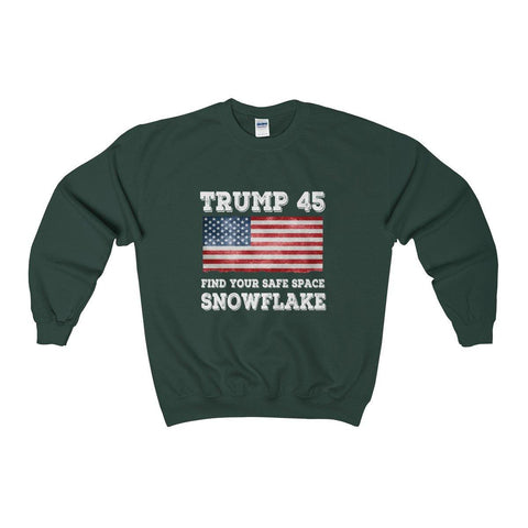 Trump 45 Find Your Safe Space Snowflake Sweatshirt - Trump Save America Store 2024