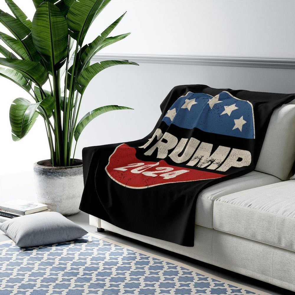 Trump 2024 Vintage Style Fleece Throw Blanket - Trump Save America Store 2024
