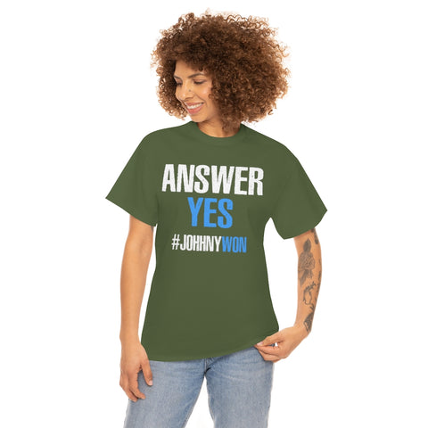 Johnny Depp Justice Shirt, Answer Yes Verdict Tee, (S-5XL) Johnny Wins T-Shirt