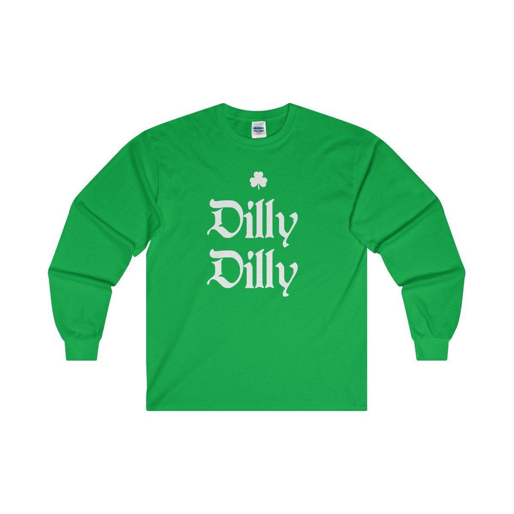 St.Patricks Day Dilly Dilly Irish Shamrock Green Long Sleeve Shirt - Trump Save America Store 2024