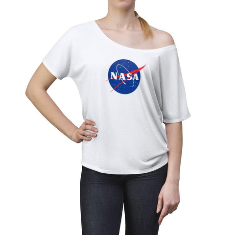 NASA Logo Women's Slouchy Top - Space Tees - NASA Space Distressed Shirt - Womens NASA T-Shirts - Trump Save America Store 2024