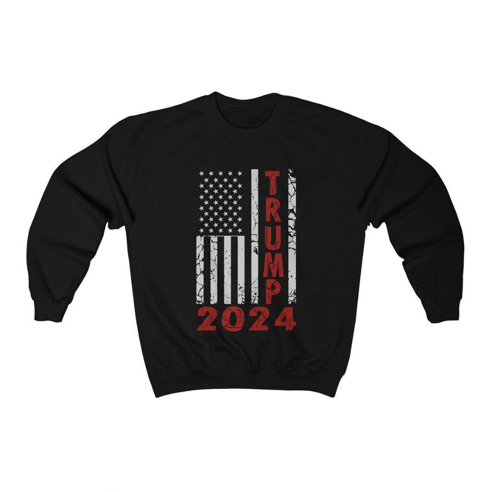 Trump 2024 Distressed American Flag Crewneck Sweatshirt - Trump Save America Store 2024