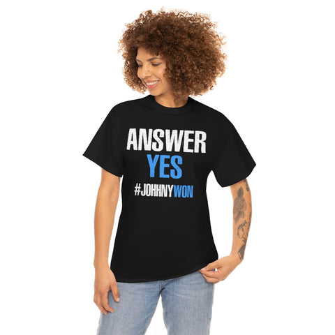 Johnny Depp Justice Shirt, Answer Yes Verdict Tee, (S-5XL) Johnny Wins T-Shirt