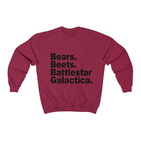 Bears Beets Battlestar Galactica Crewneck Sweatshirt - Sweater - Trump Save America Store 2024
