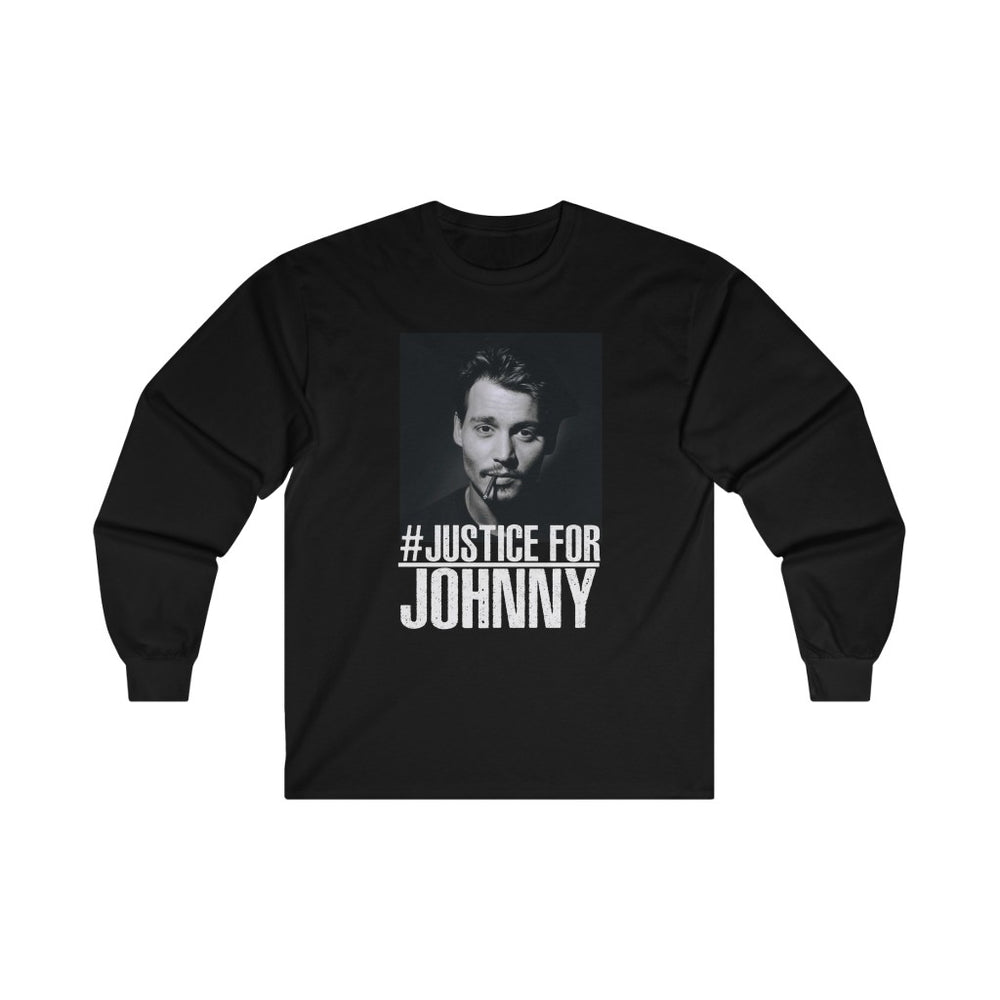 Justice for Johnny Depp T-Shirt,  (S - 2XL) Justice For Johnny Long Sleeve Black Tee