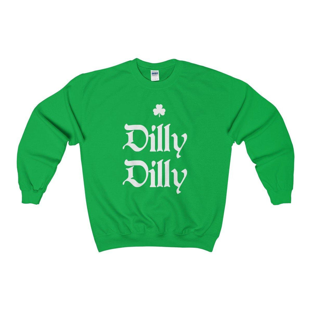 Green St. Patricks Day Dilly Dilly Irish Shamrock Crewneck Sweatshirt - Trump Save America Store 2024