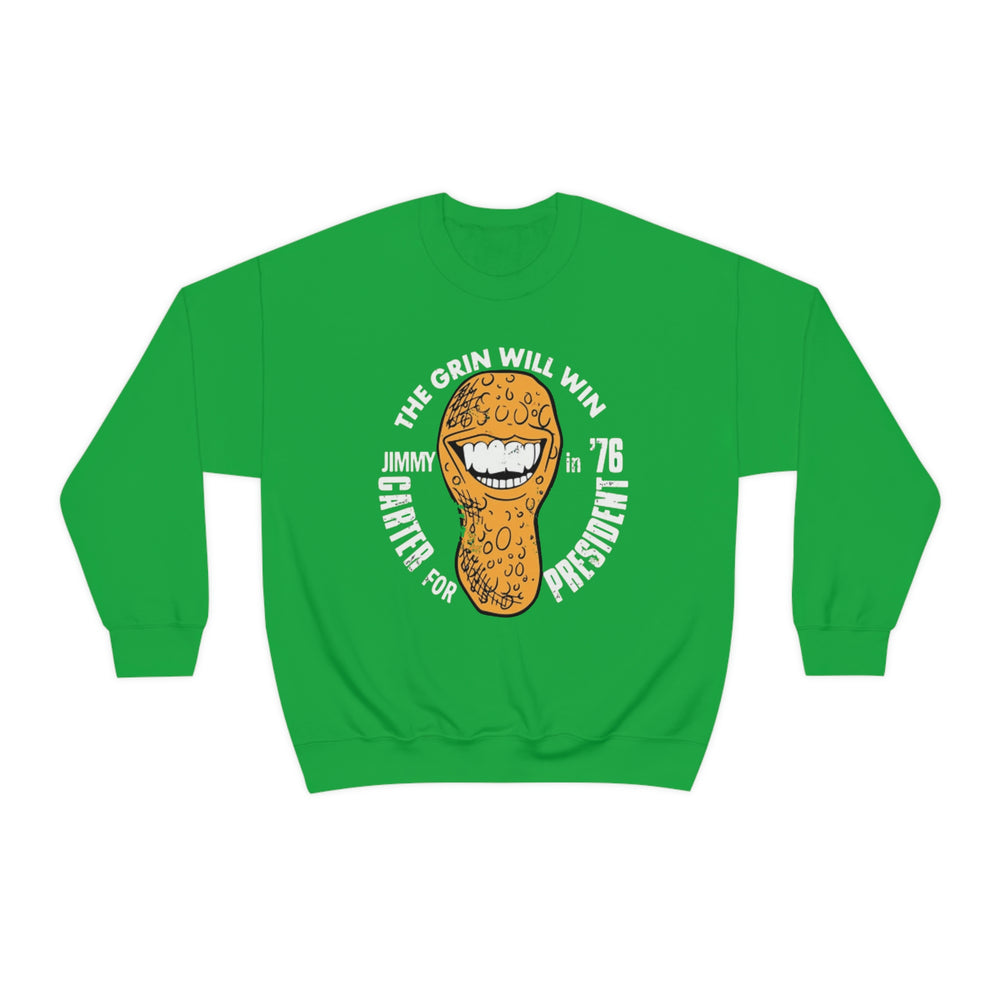 Jimmy Carter Shirt 1976 Retro The Grin Will Win Campaign Crewneck Sweatshirt