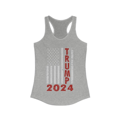 Trump 2024 Women's Distressed American Flag Racerback Tank - Trump Save America Store 2024