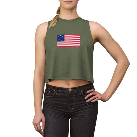 Betsy Ross American Flag Women's Crop Top - Trump Save America Store 2024