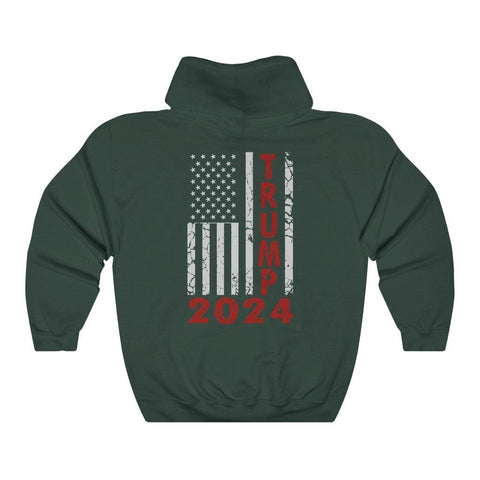 Trump 2024 Distressed American Flag Back Print Hoodie - Trump Save America Store 2024