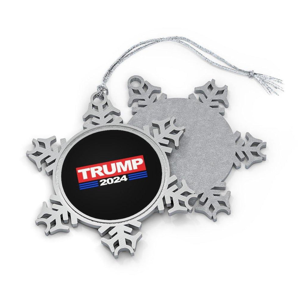Donald Trump 2024 Pewter Christmas Snowflake Ornament - Trump Save America Store 2024