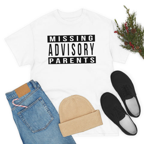 'Missing Parents Advisory' White T-shirt