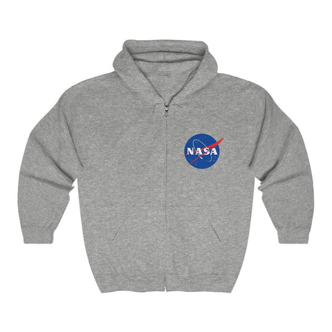 NASA Logo Full Zip Hooded Sweatshirt - NASA Space Distressed Hoodie - Womens Full Zip Hoodie - Mens NASA Hoodie - Trump Save America Store 2024