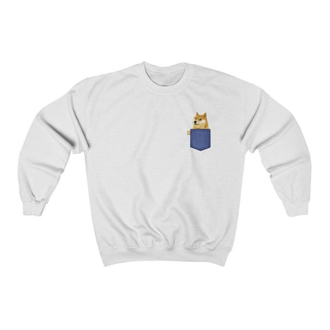 Dogecoin Sweatshirt - Dogecoin Pocket Print Shirt S - 5XL Crewneck Unisex Sweater - Trump Save America Store 2024