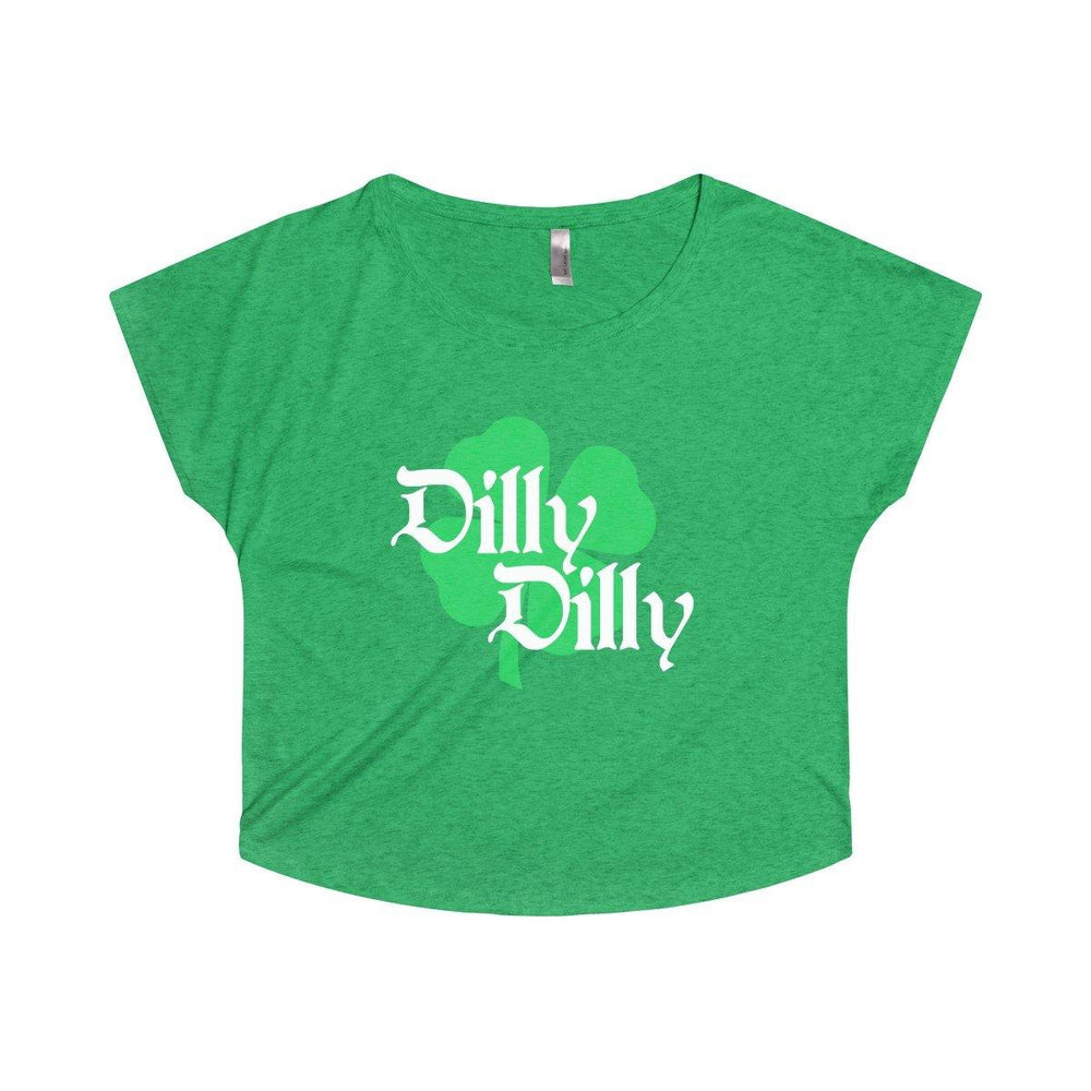 ST. Patricks Day Dilly Dilly Clover Funny Beer Drinking Women's Dolman T Shirt - Trump Save America Store 2024