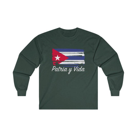 Patria Y Vida T-Shirt, Cuba Tee Cuban Flag Unisex Long Sleeve Shirt - Trump Save America Store 2024