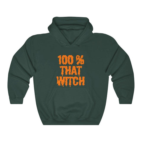 100% That Witch Hoodie - Womens Halloween Hooded Sweatshirt - Trump Save America Store 2024