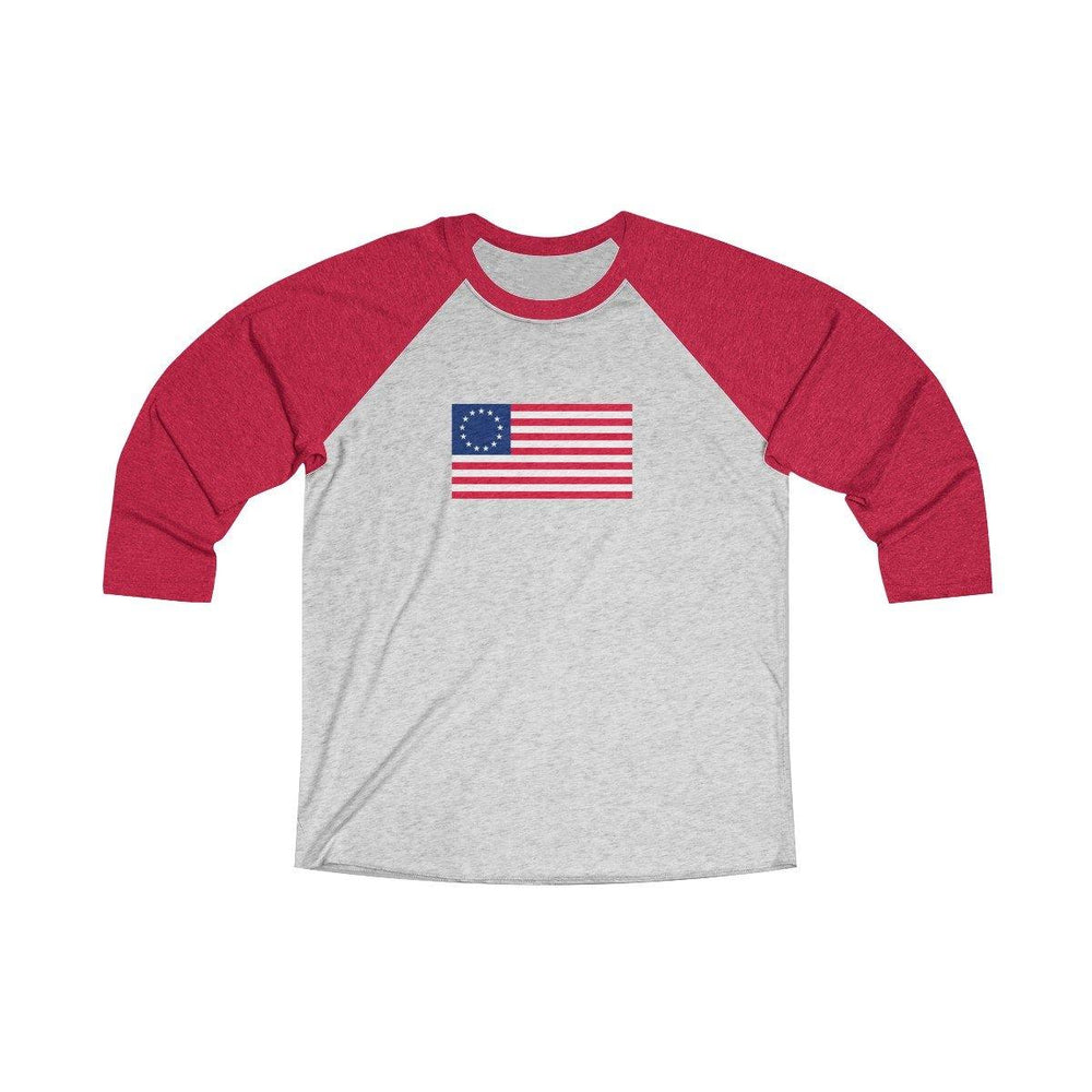 Betsy Ross American Flag Unisex Tri-Blend 3/4 Raglan Tee Shirt - Trump Save America Store 2024