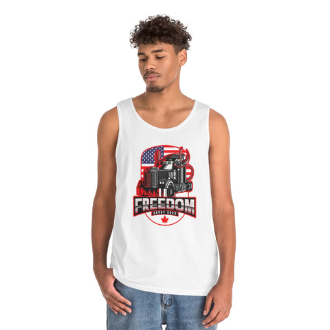 MANDATE FREEDOM Shirt, Freedom Convoy USA Canada Flag Trucker Unisex Heavy Cotton Tank Top