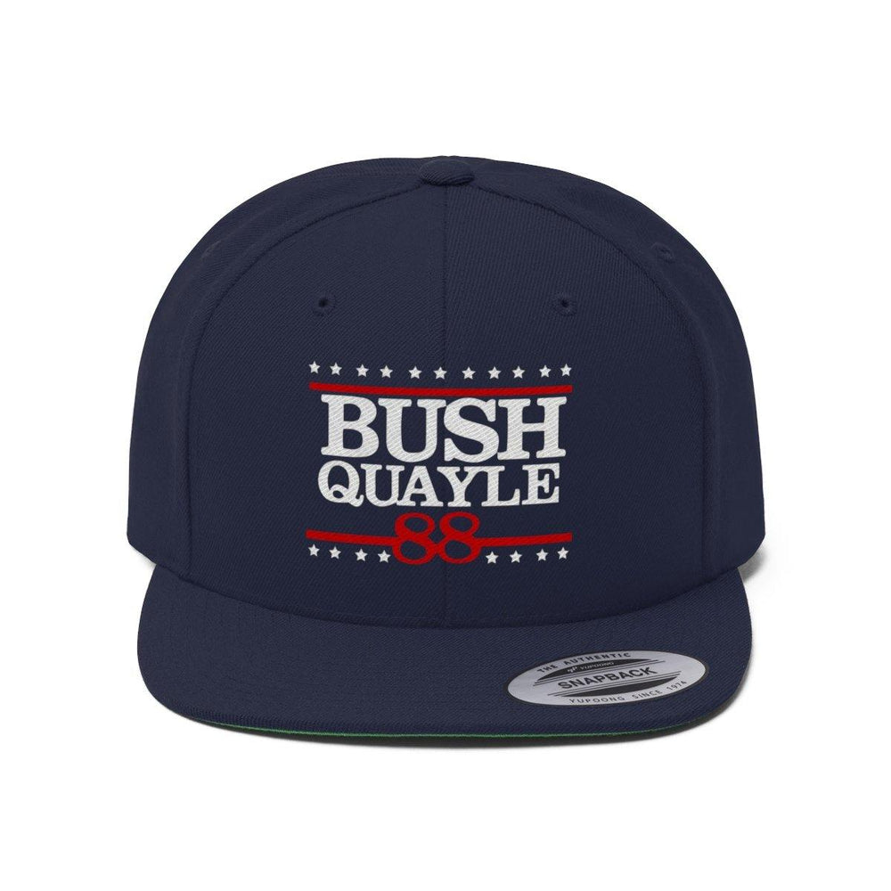 George H W Bush Hat Bush Quayle 88 Campaign Hat President Bush T shirt Flat Bill Cap - Trump Save America Store 2024