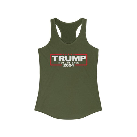 Trump 2024 Women's He'll Be Back American Stars Racerback Tank - Trump Save America Store 2024