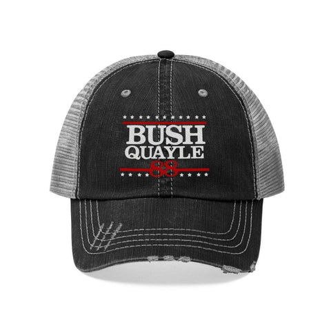George H W Bush Hat Bush Quayle 88 Campaign Hat President Bush Trucker Hat - Trump Save America Store 2024