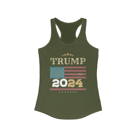 Trump 2024 Women's American Flag Racerback Tank - Trump Save America Store 2024