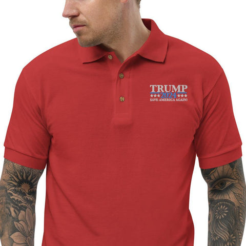 Trump 2024 Save America Again Embroidered Polo Shirt - Trump Save America Store 2024