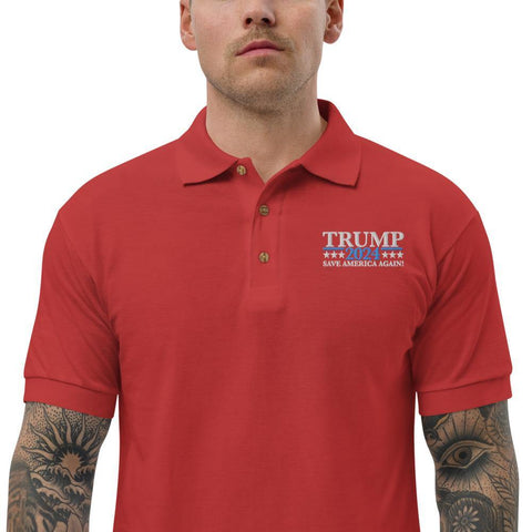Trump 2024 Save America Again Embroidered Polo Shirt - Trump Save America Store 2024
