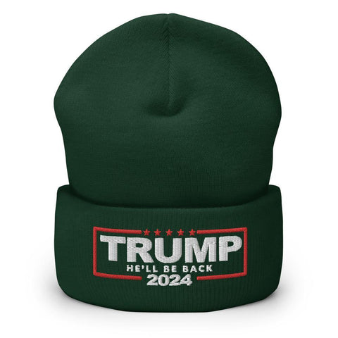 Trump 2024 Hat He'll Be Back Cuffed Beanie - Trump Save America Store 2024