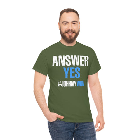 Johnny Depp Justice Shirt, Answer Yes Verdict Tee, (S-5XL) Johnny Wins T-Shirt