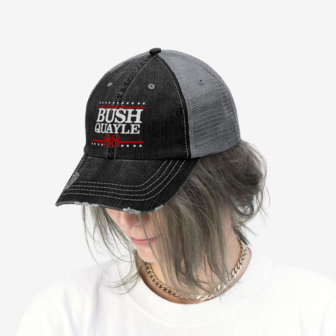 George H W Bush Hat Bush Quayle 88 Campaign Trucker Hat - Trump Save America Store 2024