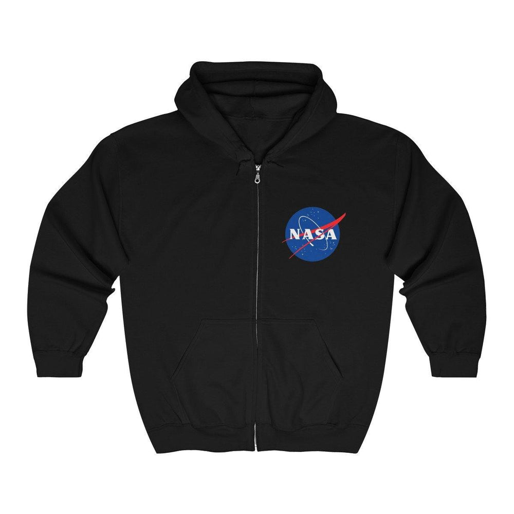 NASA Logo Full Zip Hooded Sweatshirt - NASA Space Distressed Hoodie - Womens Full Zip Hoodie - Mens NASA Hoodie - Trump Save America Store 2024