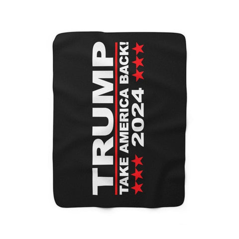 Trump 2024 Take America Black Fleece Throw Blanket - Trump Save America Store 2024