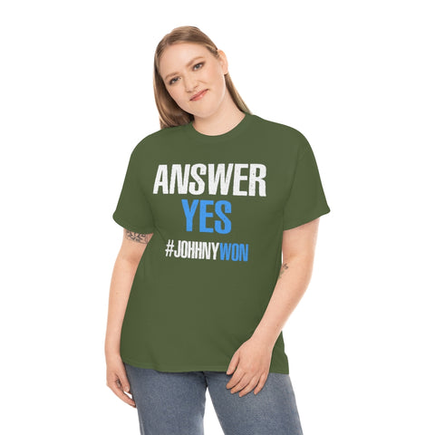 Johnny Depp Justice Shirt, Answer Yes Verdict Tee, (S-5XL) Johnny Wins T-Shirt