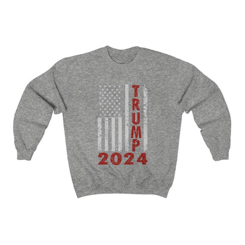 Trump 2024 Distressed American Flag Crewneck Sweatshirt - Trump Save America Store 2024