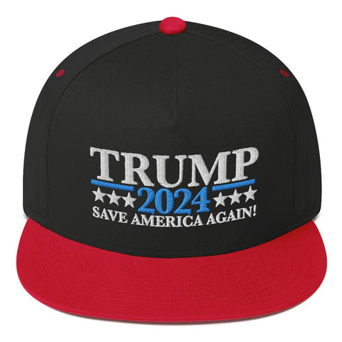 Trump 2024 Hat Save America Again Flat Bill Cap - Trump Save America Store 2024