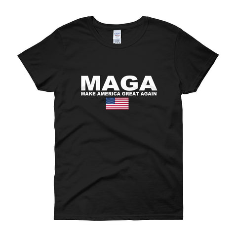 Make America Great Again American Flag Women's Short Sleeve T-Shirt - Miss Deplorable