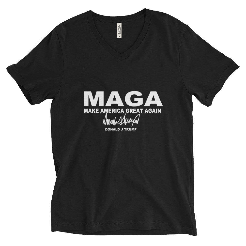Make America Great Again Mens V Neck T shirt Black - Miss Deplorable