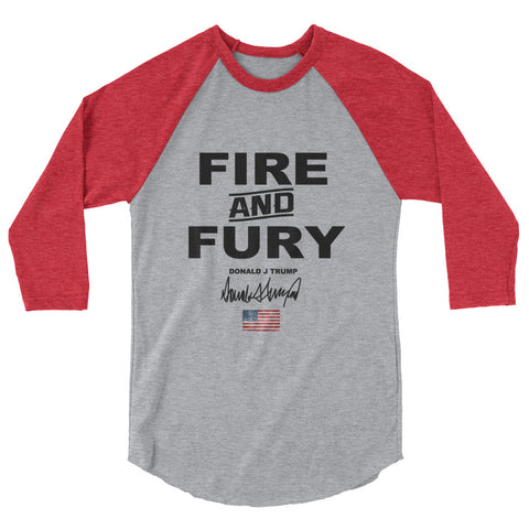 Donald Trump Fire And Fury Mens Raglan Shirt - Miss Deplorable