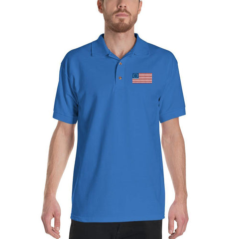 Betsy Ross Flag Polo Shirt - American Flag Embroidered Polo Shirt - Trump Save America Store 2024
