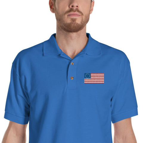 Betsy Ross Flag Polo Shirt - American Flag Embroidered Polo Shirt - Trump Save America Store 2024