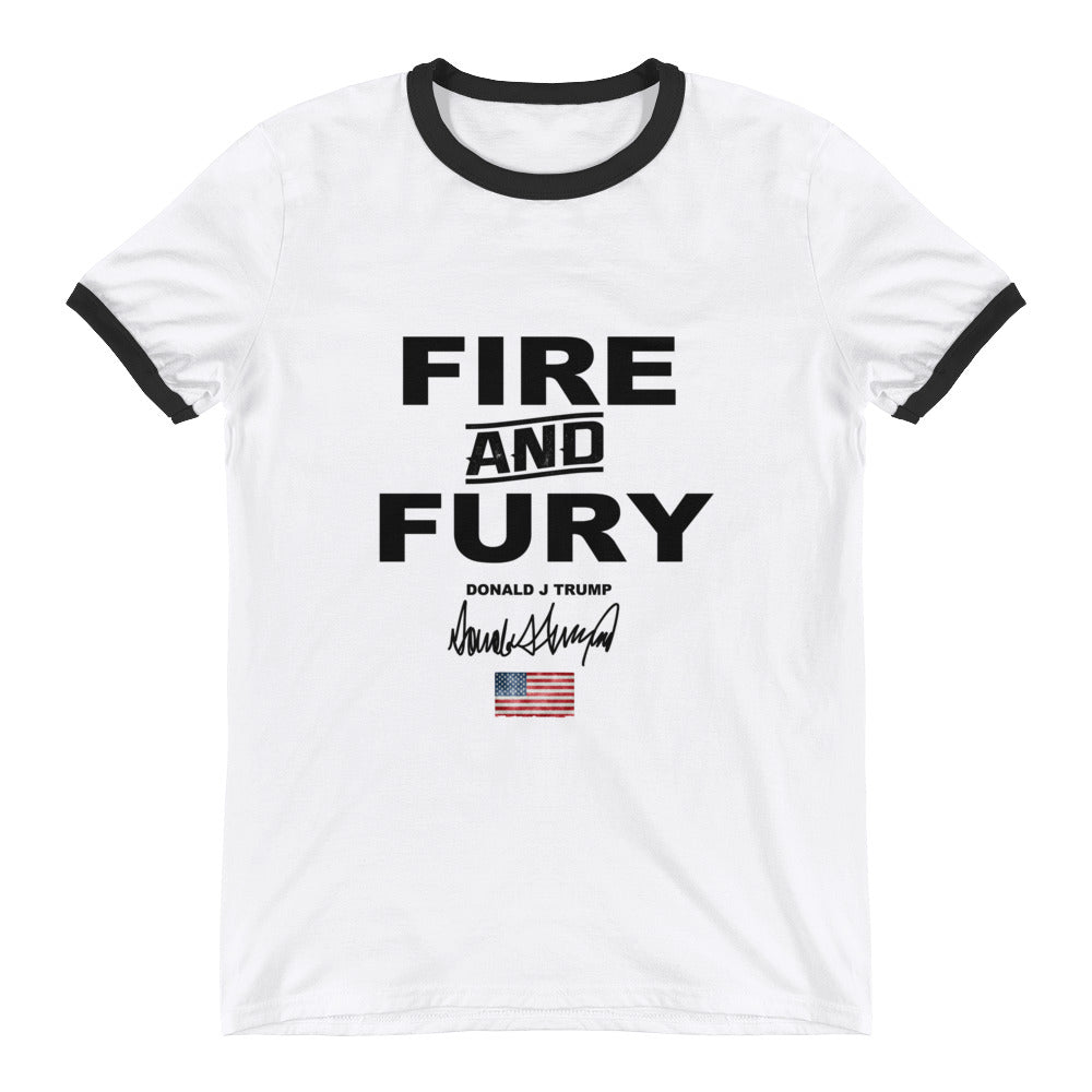 Donald Trump Fire And Fury Mens Ringer T-Shirt - Miss Deplorable