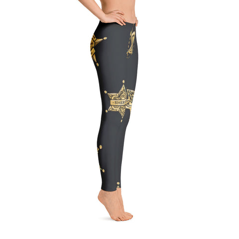 County Sheriff Gold and Black Leggings - Miss Deplorable