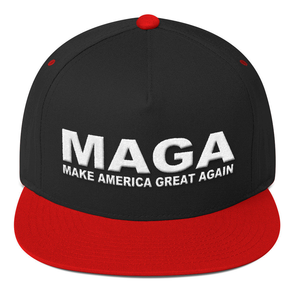 Make America Great Again Flat Bill Cap Red | White 3D - Miss Deplorable